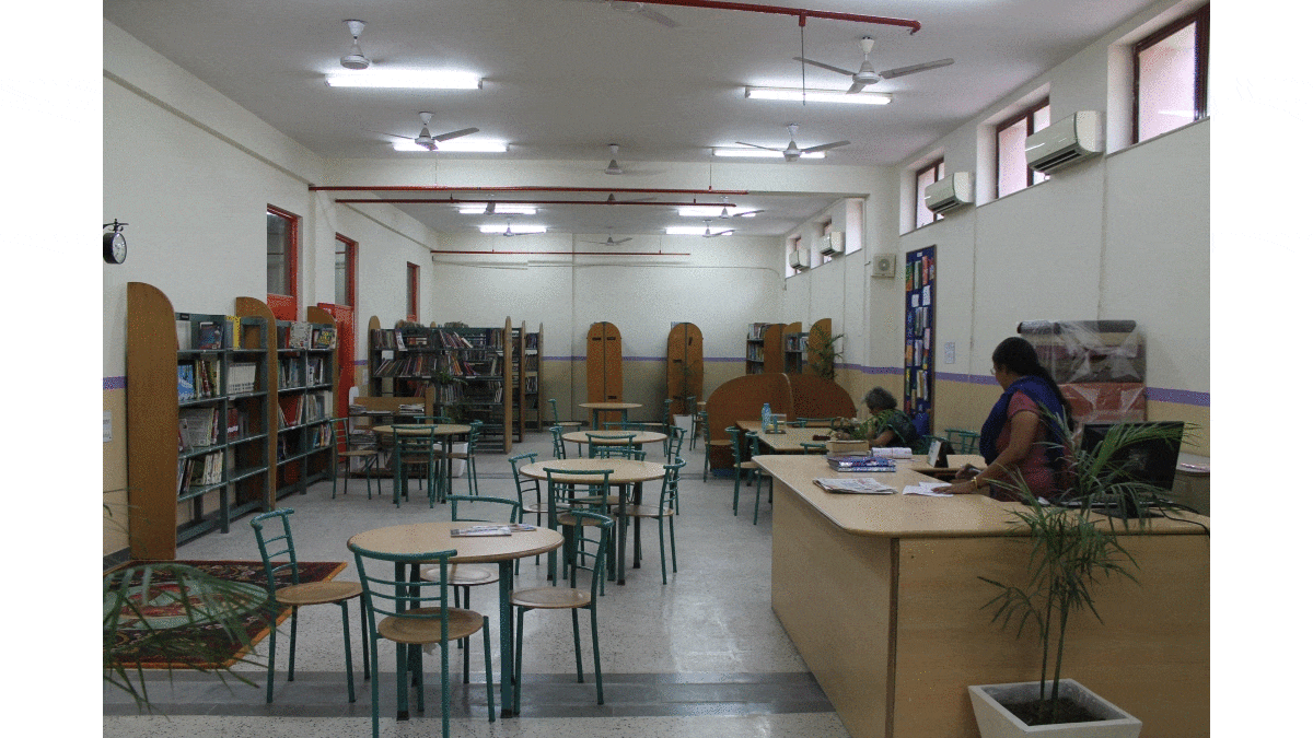 An animated GIF showcasing the many libraries in Sanskriti School.